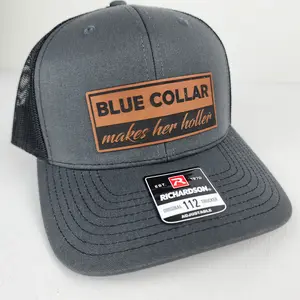Blue Collar makes Her Hollar 2 - Leather Patch Richardson 112 Snapback Trucker Hat Multiple Colors Blue Collar Worker Gear