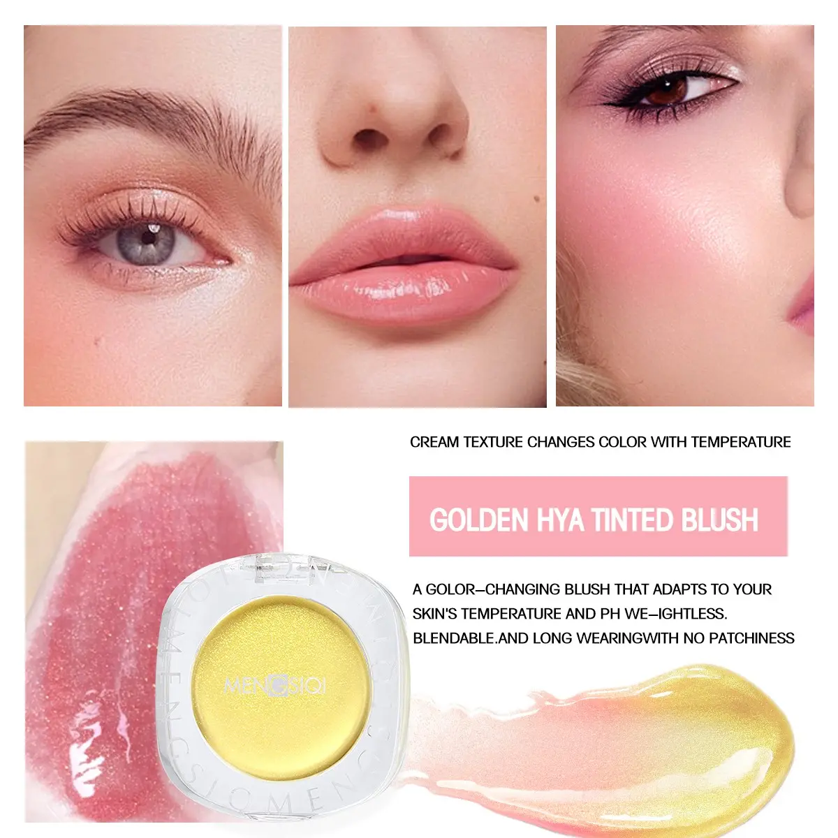 Magic Elf Color-Changing Blush Cream, Waterproof Sweatproof, Suitable for All Skin Colors, Natural Nude Makeup Effect