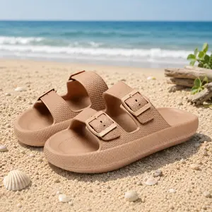 Unisex Double Buckle Cloud Slides | Adjustable Strap Thick Sole Pillow Slippers for Men Women | EVA Non-Slip Recovery Sandals for Beach & Casual