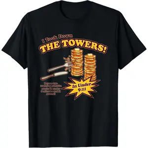 100% Cotton Vintage I Took Down The Towers Pancake Funny for Men Women T-Shirt