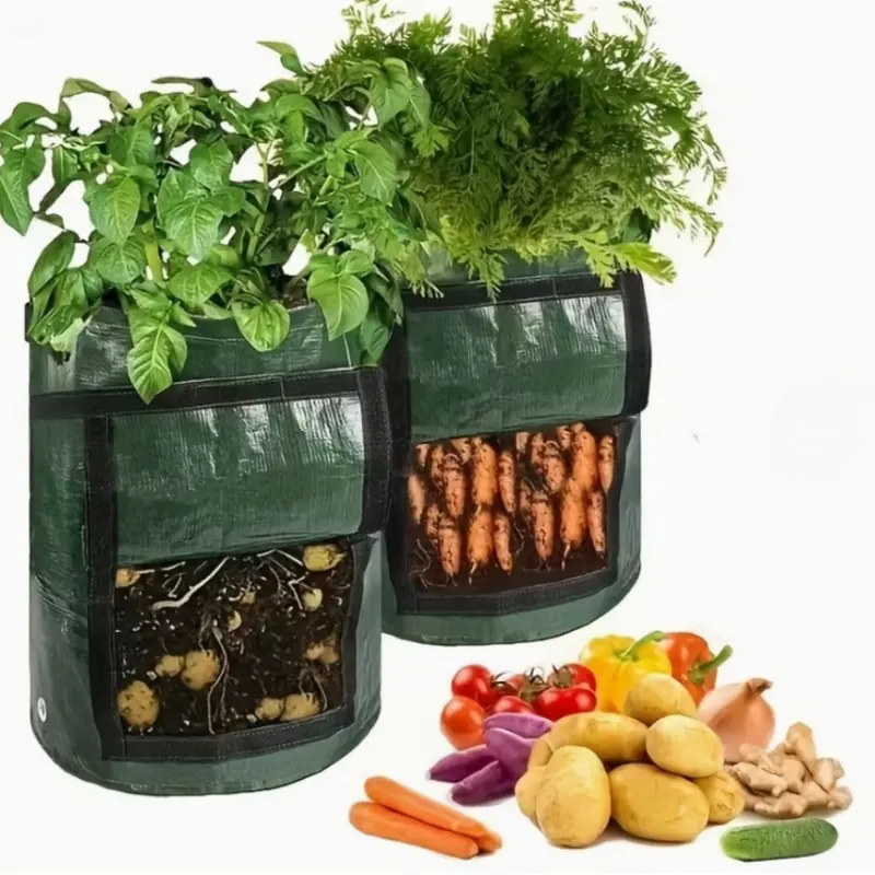 2-Pack/4-Pack 10-Gallon Thick Pe Potato Planting Bags, Waterproof Garden Pots with Observation Window, Reusable Vegetable Growing Containers, Stackable Vegetable Planters, Outdoor Planters, Vegetables Growing Planter