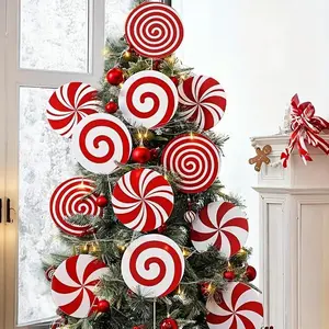 Christmas Party Decorations Xmas Tree Picks Large Peppermint Lollipop Christmas Picks for Tree Cute Candy Picks Ornaments