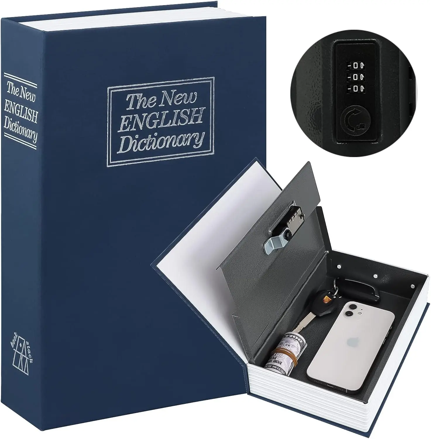 Concealed Book Security Safe - 1-Piece Anti-Theft Hidden Safebox with Mechanical Password Lock, Lockable Lid, Portable for Office Accounting, Storing Jewelry, Passports, Valuables (Commercial & Office Safes)