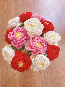Handmade Crochet Giant Peony Flower - Colorful Big Peony Bouquet - Special Gift for Her, Mom Birthday, Valentines, Mother's Day