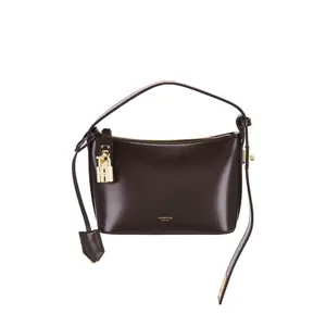 VERAFIED Mini Hobo Bag in Chocolate & Gold