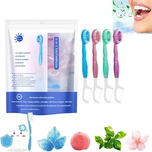 Disposable Mini Travel Toothbrushes, 5-in-1 Oral Care Kit with Floss Toothpick Tongue Scraper, 26 Count Individually Wrapped Portable Interdental Brush for Travel Dating Daily Use