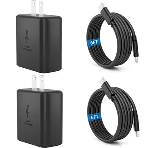 2025 New 45W Super Fast Charger USB C PD3.0 [2 Pack] with 6FT Type C Charging Cable Cord for Samsung Galaxy S25 Ultra/S25/S25+/S24/S24+/S24Ultra/S23+/S23 Ultra/S22 Ultra Galaxy Tab PPS Wall Charger2.0