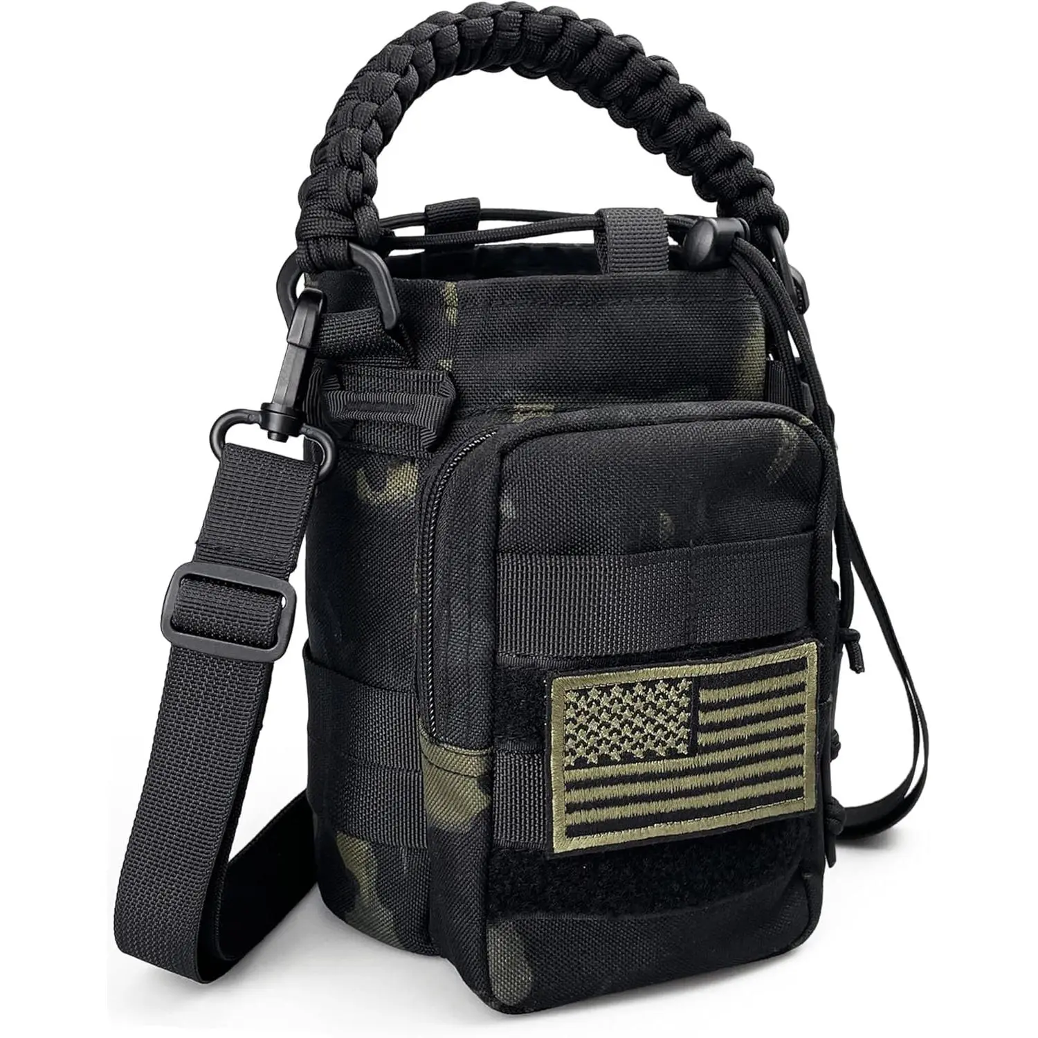 64 Oz Sports Water Bottle Sleeve - Detachable Holder with Cross-Strap, Handle, and MOLLE System Style Bag for Sports Water Bottles, Bottle Holder