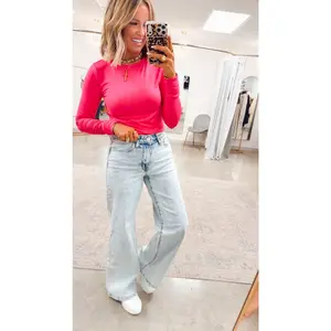 Laken Round Neck Top-Hot Pink