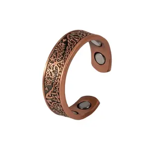 New Vintage Pure Copper Ring, Copper Tone, Magnetic Design, Open Adjustable, Casual Style, All Seasons, for Men and Women, Vintage Rings