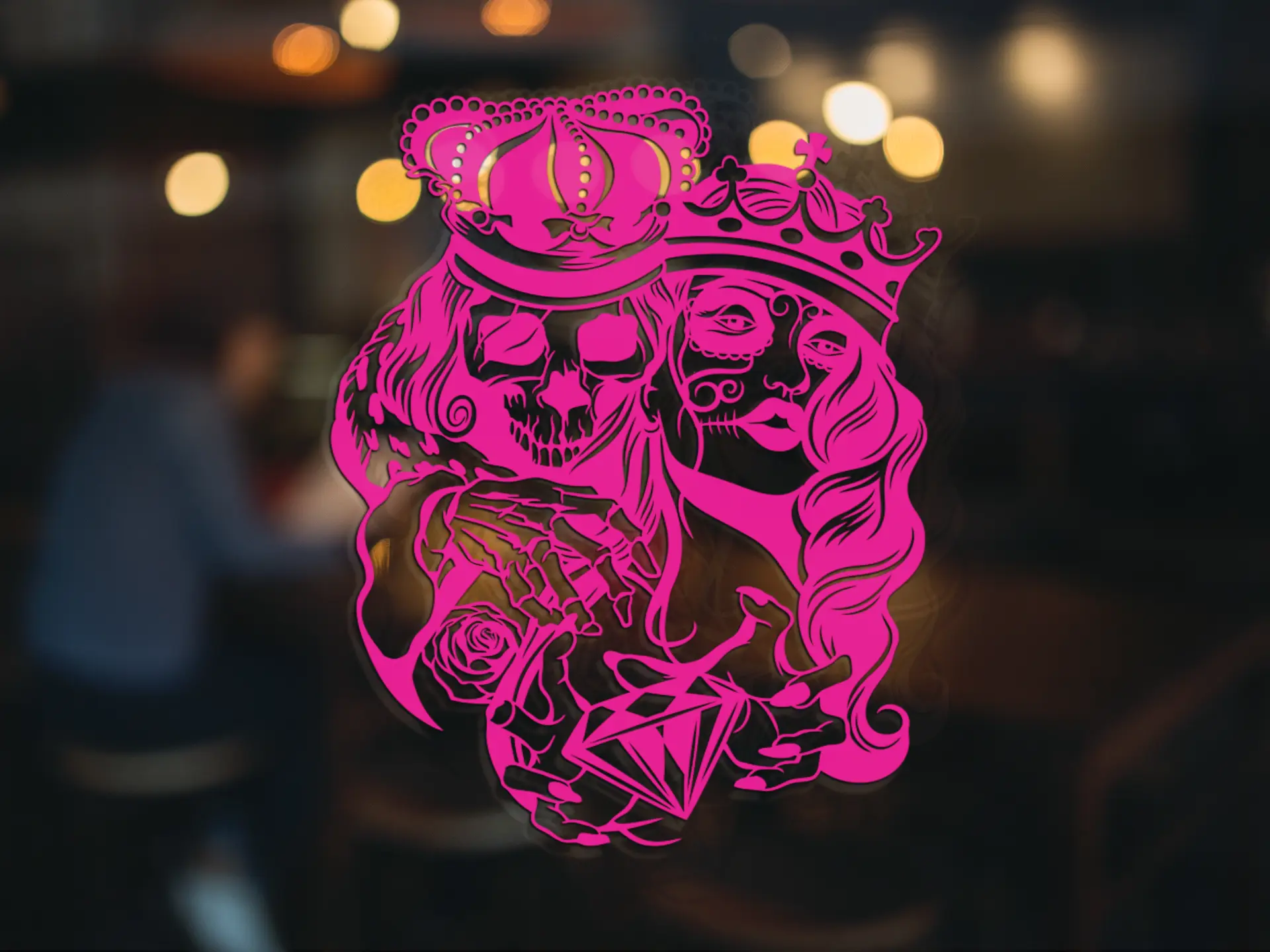 Sugar Skull King & Queen Vinyl Decal - Laptop Stickers - Durable Vinyl Tiles Sticker