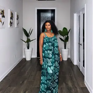Sleeveless adire low back gown