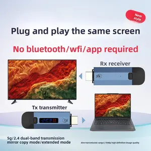 Wireless HDMI Extender Transmitter & Receiver, Portable 4K Wireless HDMI Kit, Plug-And-Play, Supports 2.4/5GHz, Streaming Video Audio