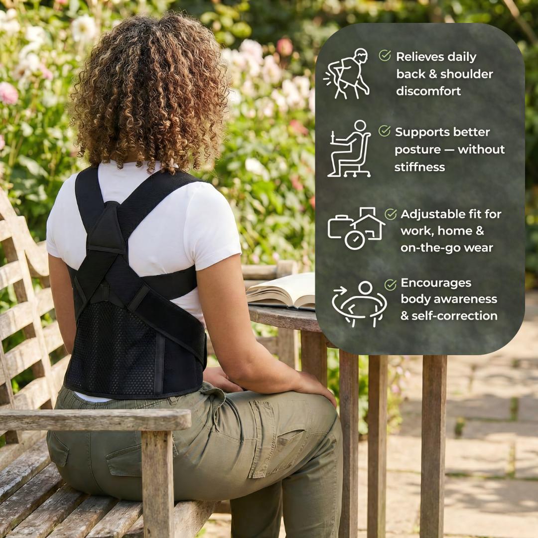 LibertyMove Full Back Posture Corrector for Men & Women, 3.1" Wide Strap Back Brace for Upper & Lower Back Support, Recovery & Pain Relief, Adjustable Spinal Support for Hunchback