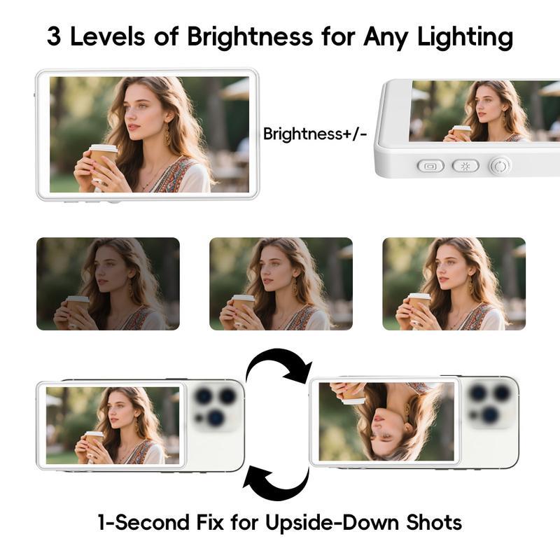 [DealsForYouDays]SummerWins Rolosar Magnetic Phone Selfie Monitor Screen, Wireless Back Camera Selfie Monitor,Compatible with iPhone and Android,Rear-Facing Camera for Live Streaming, Selfies, and Vlogs,Lightweight and compact