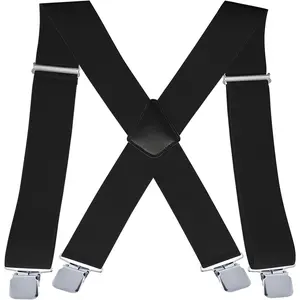 Suspenders for Men Heavy Duty,2 inch Elastic Adjustable X- Mens Suspender with Clips for Seniors
