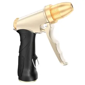 Qxiaozhan Heavy Duty Metal Garden Hose Nozzle High Pressure Adjustable Spray Patterns 3/4" Thread for Lawn Care Plants Cars Pets Outdoor Use