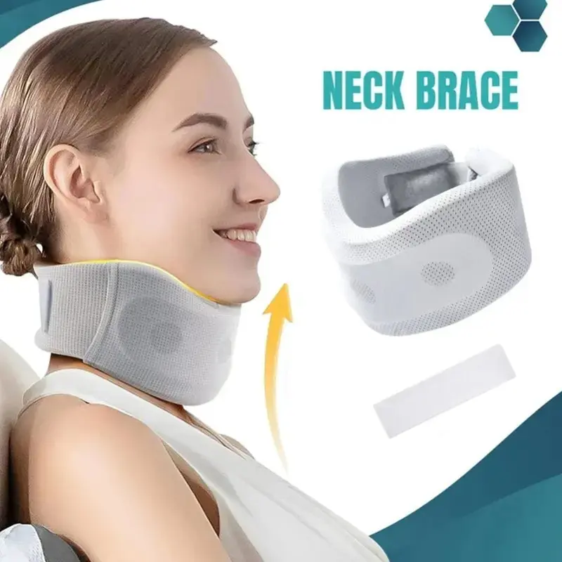 Adjustable Neck Brace Support - Soft Sponge Cervical Collar, Posture Tool for Posture Correction, Anti-Hunchback, Anti-Forward Head, Detachable Replacement Cover, Suitable for Home, School, Office & Travel, Breathable Brace