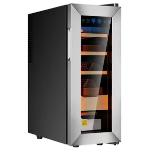 KINGCHII Upgrade 35L Temperature & Humidity Control Cabinet with Spanish Cedar Wood Shelves & Drawer Hygrometer 200 Capacity 360° Air Circulation Frost-Free Durable Appliance for Father's Day Gifts Refrigerator Freezer