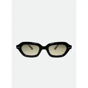 OTRA Derby Black Cat-Eye Sunglasses - Shiny Black Chunky Frame with Olive Tinted Lenses - 100% UV Protection