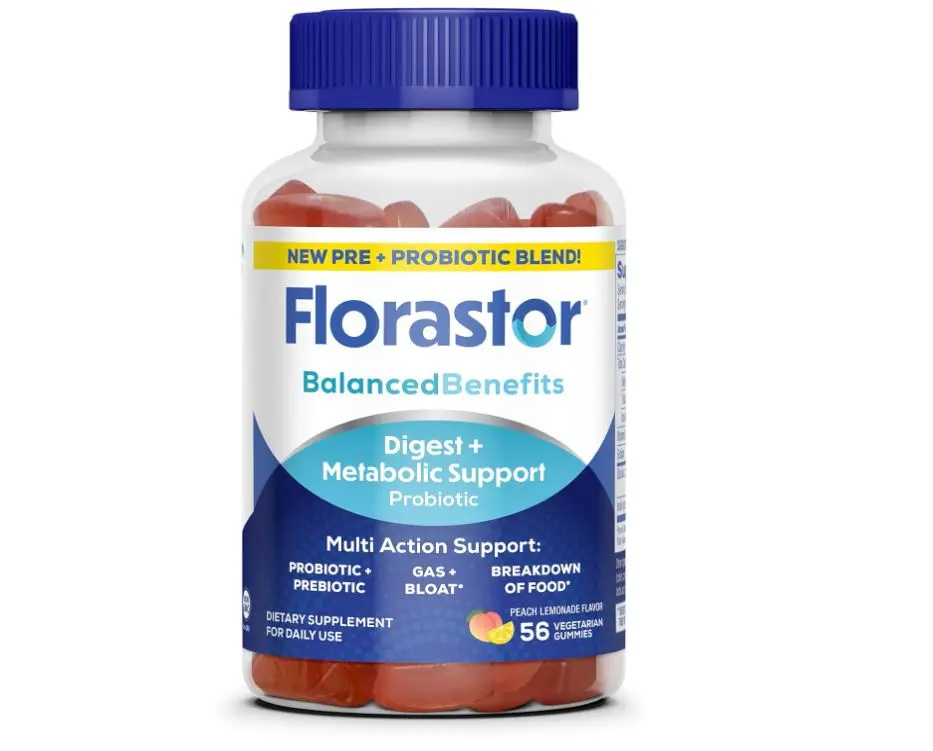 Florastor Prebiotic and Probiotic Gummies with Vitamin B12, 56 Gummies | Digestive and Metabolic Support Blend for Multi-Action Care, Probiotic Gummies for Women and Men