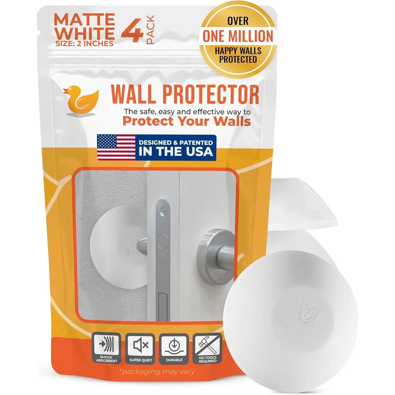 Wall Protectors - 4 Matte White- Self Adhesive,  Solution for Stopping Wall  & Noise from Doors,Refrigerator &  in Your  or Office -Durable, Shock Absorbent & Discreet