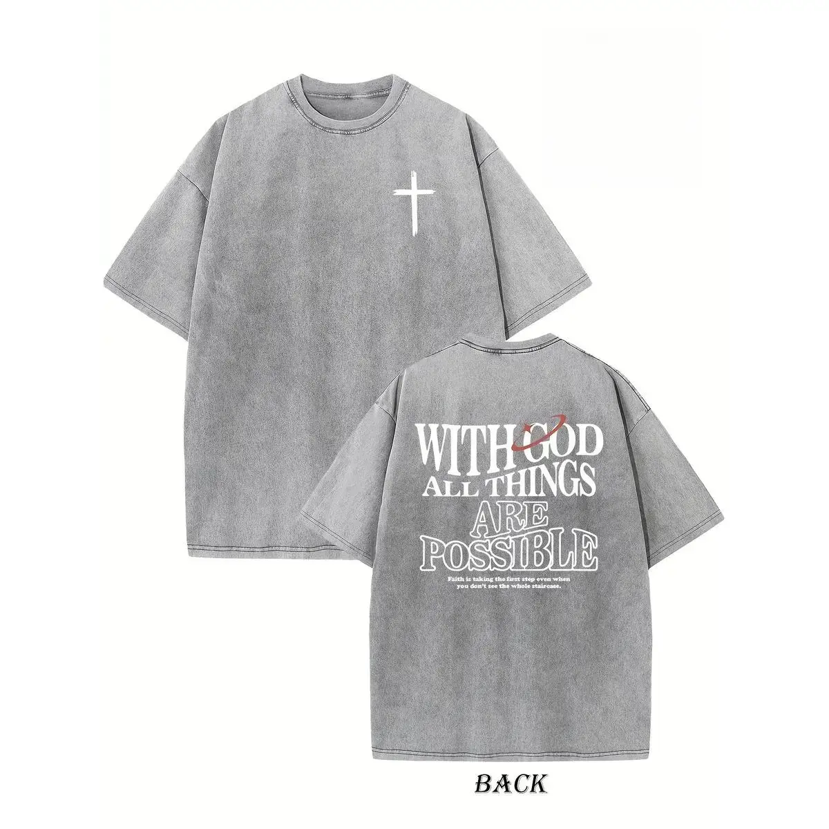God All Things Possible Cross Vintage Washed Graphic Tee Heavyweight Pure Cotton Oversized Fit Ideal For Gym Streetwear Hip Hop Daily Casual Outfits Perfect For Unisex Christian Faith Fans Easter Halloween Christmas Gift