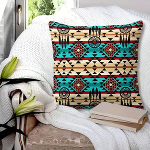 [1 Throw Pillow] 45cm Printed Throw Pillow (Includes Insert) |Vibrant Native American Inspired Throw Pillow, Digital Print with Dreamcatcher Motifs, Perfect for Living Room, Sofa, Bedroom, Cozy Home Decor, Unique Geometric Patterns for a Stylish Touch