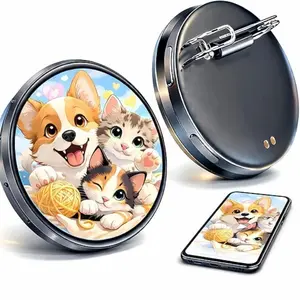 Digital Pin Badge, Pixel Badge Pin Digital Display with 1.95'' IPS Touch Screen – Custom Photo Slideshow via Bluetooth,Anime Pins Gift for Kids, Teens & Fans