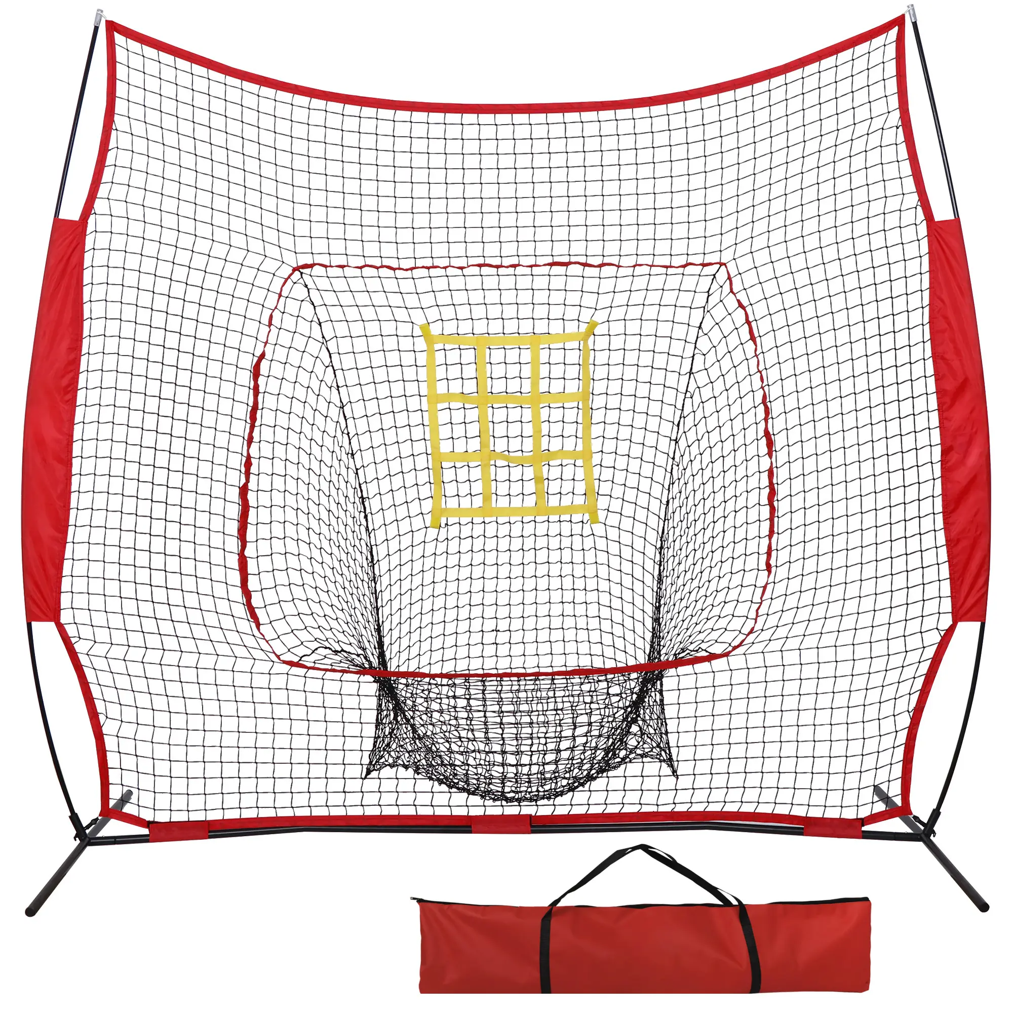 Segawe 7x7FT Portable Baseball Practice Net - Sturdy Frame, Removable Strike Zone Target, Carry Case - Kids' Baseball Batting Cage, Pitching Training Gear,summerwins