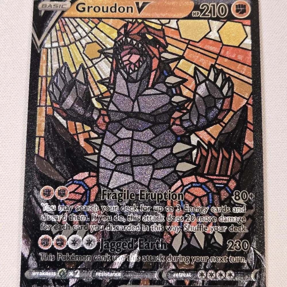 Groudon Stained Glass Custom-made Holo Fan art card