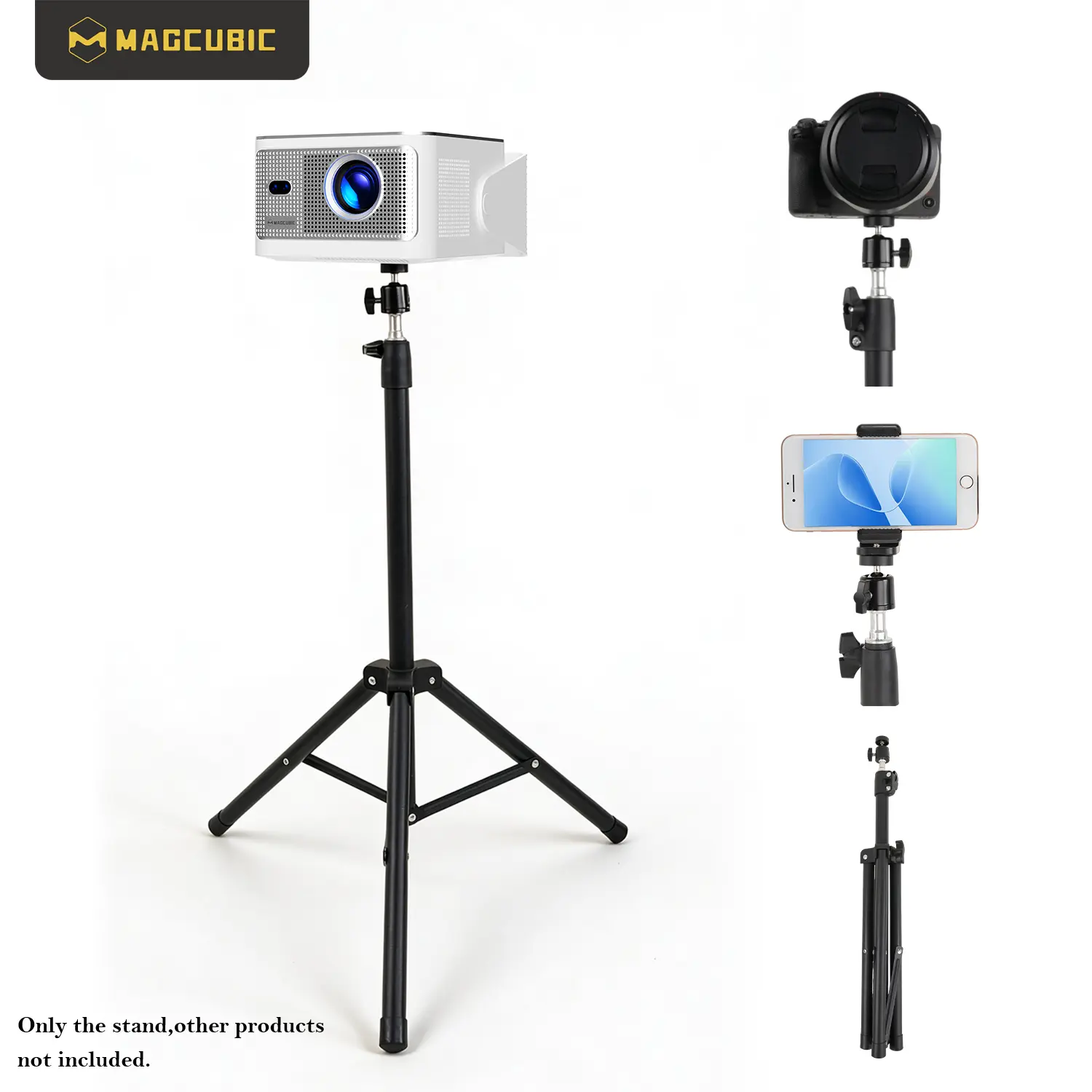 [Gift Phone Mount] Magcubic S1 Projector Stand Universal 1/4"  Screw - 120cm Retractable, Sturdy & Stable, 360° Rotating, 180° Up and Down Adjustable Floor Tripod Portable Accessories for HY300Pro Projectors, Cameras, Webcams#TikTokShopBackToSchool