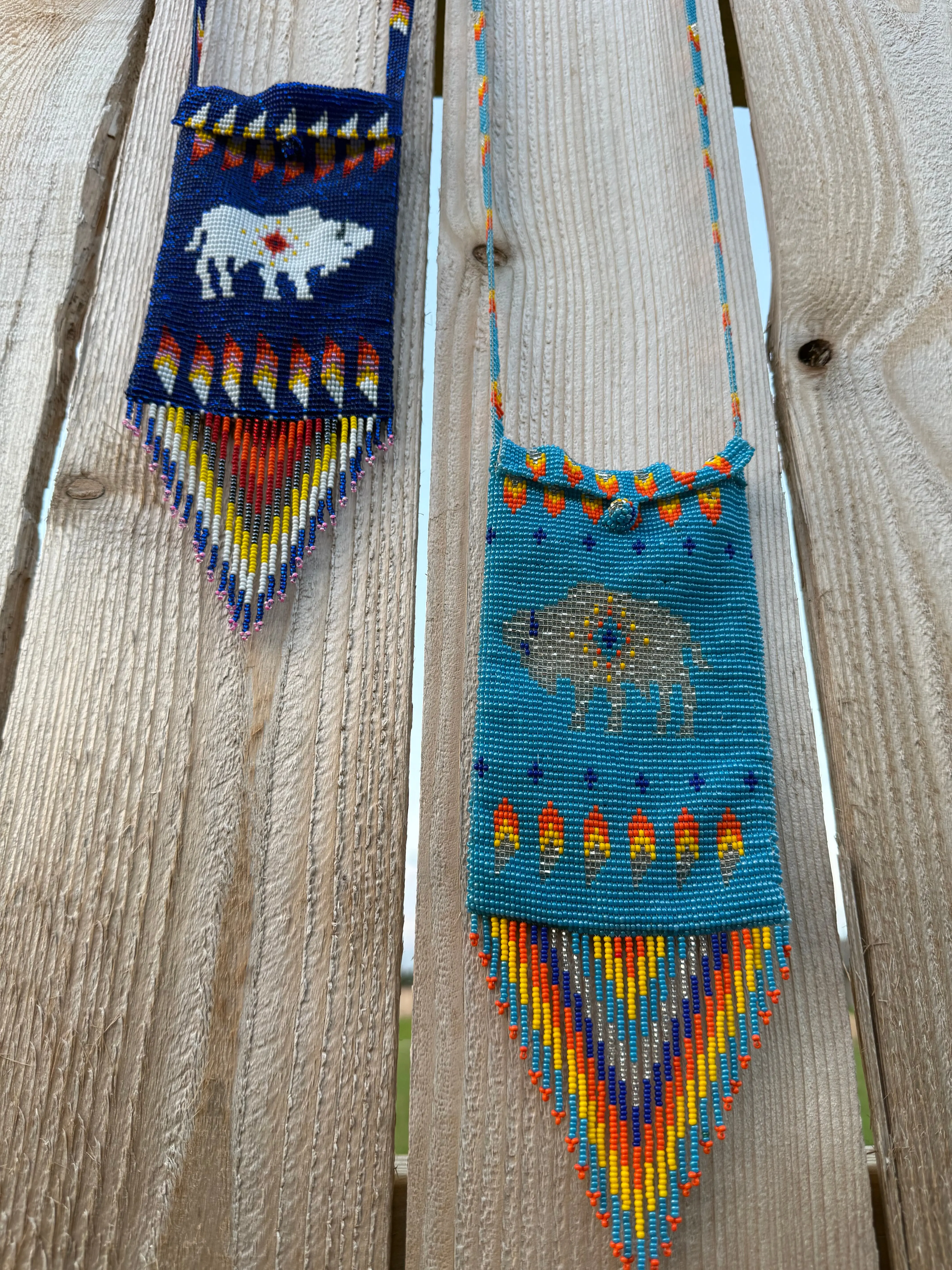 Native Beadwork Bison / Buffalo Handmade Crossbody Bag