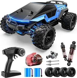 DEERC 1/18 Brushless Motor Remote Controlled Car - 40KM/H RC Stunt Car, 2.4GHz Waterproof Off-Road Truck, Futuristic Body Shell, Extra Drift Wheels, 2 Batteries, Kids’ Toy, Rc Stunt Cars