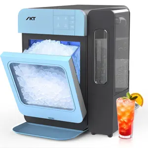 IKT IKT Self-Cleaning Nugget Ice Maker with Side Tank, Countertop Ice Maker, 35-45lbs Daily Ice Production, LED Light, Ice Scoop, LED Light,, Blue