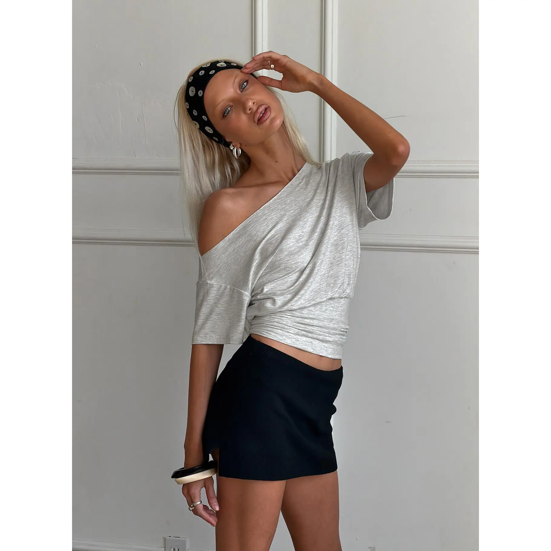 Ashlinn Off Shoulder Drapey Top Grey