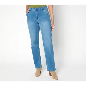 Susan Graver Regular Stretch Denim Straight Leg Jean - Indigo