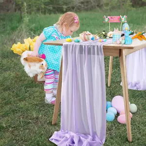 Light Purple Table Runner 27x120 Inches Long Chiffon Christmas Table Runners for Sheer Romantic Wedding Birthday Party Easter Bridal Shower Decorations