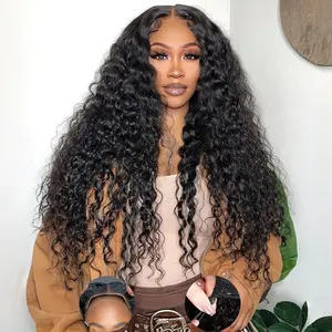 Bling Hair Wear and Go 13x4 13x6 Drawstring Glueless Wigs Human Hair Pre Plucked Pre Cut 6x4 5x5 HD Lace 180 Density Deep Wave Lace Front Wigs Human Hair with Drawstring Natural Hairline No Glue Curly Lace Front Wig for Women