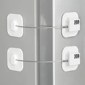Refrigerator Lock, Heavy Duty Fridge Lock, Combination Lock for Refrigerator Cabinets, Drawers, Safety, Easy Install No Keys Needed (White-2Pack)