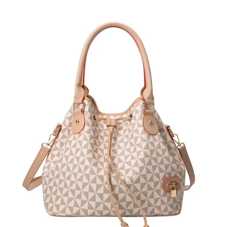 Women's Luxury Geometric Bucket Bag – Large Capacity Drawstring Shoulder & Crossbody Handbag