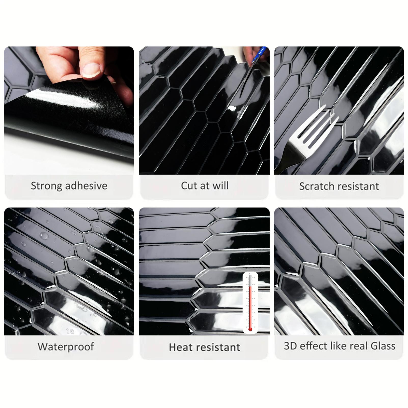 DEWOO Peel-and-Stick Tile Stickers — Removable Self-Adhesive Wall Decals — Suitable for Kitchen Backsplashes, Bathrooms, and Laundry Room Wall Decor — 10-Pack (12" x 12")