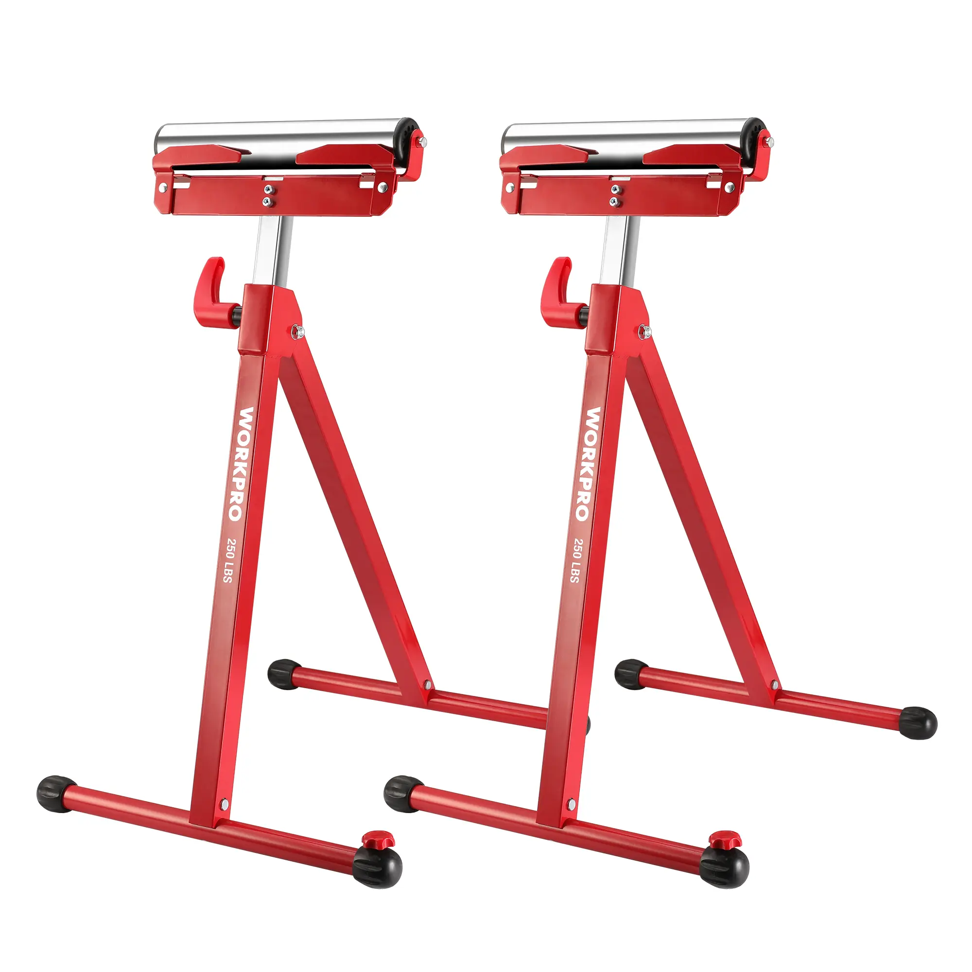 #summersale WORKPRO Folding Roller Stand Height Adjustable, Heavy Duty 250 LB Load Capacity, Outfeed Woodworking (Upgraded head)