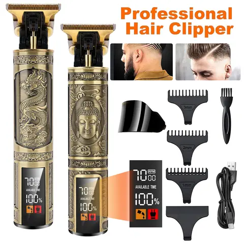 Professional Cordless T-Blade Hair Clippers for Men - Zero Gap Professional Hair Trimmer & Grooming Kit - Rechargeable USB Beard Shaver, Ideal Father's Day Valentine's Day Gift