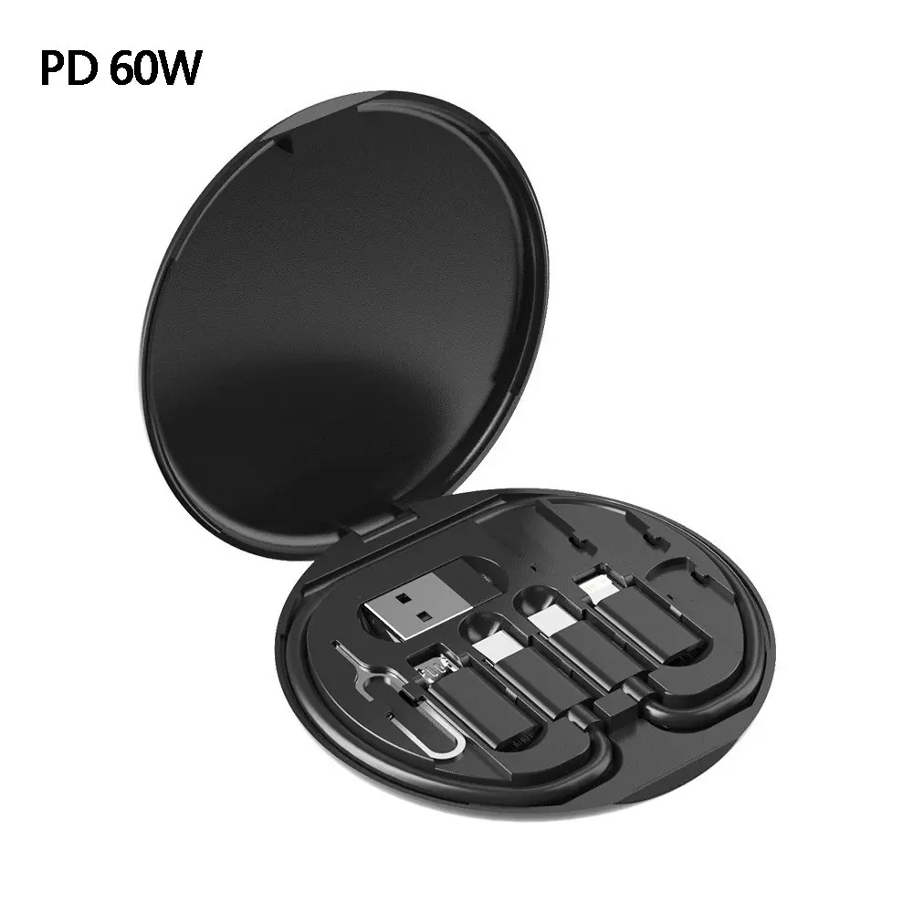 5-In-1 PD 60w Fast Charging Cable Set, USB-C, Lightning, Micro Data Cables with OTG Adapter and Portable Storage Case, Compatible with iPhone and Type-C Devices