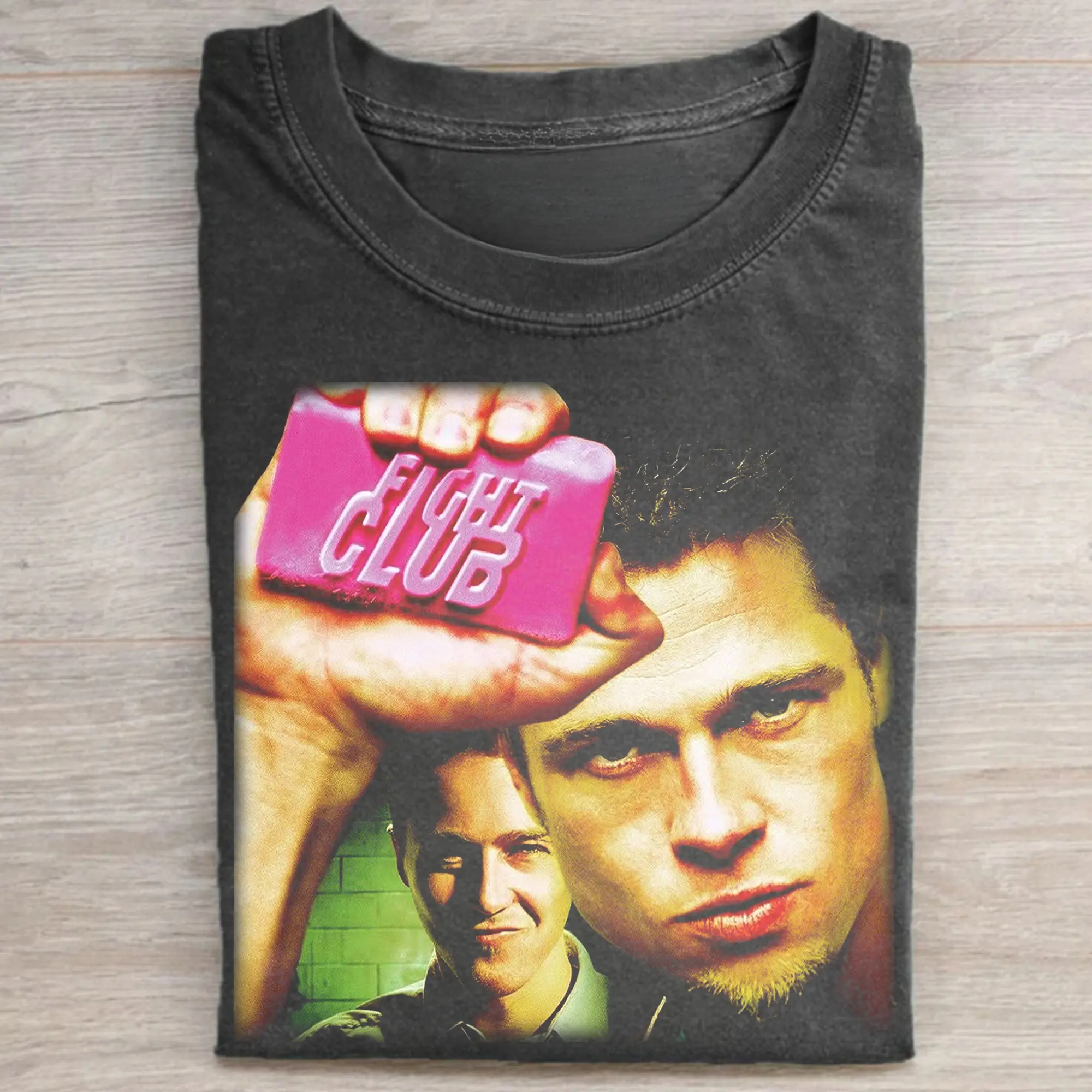 Gildan Men's Fitted Retro 90s Short-Sleeve Cotton T-Shirt, Cute Fight Club Graphic Print, Casual Streetwear Top for Movie Fans, Shortsleeve, Artwork Tee, Menswear
