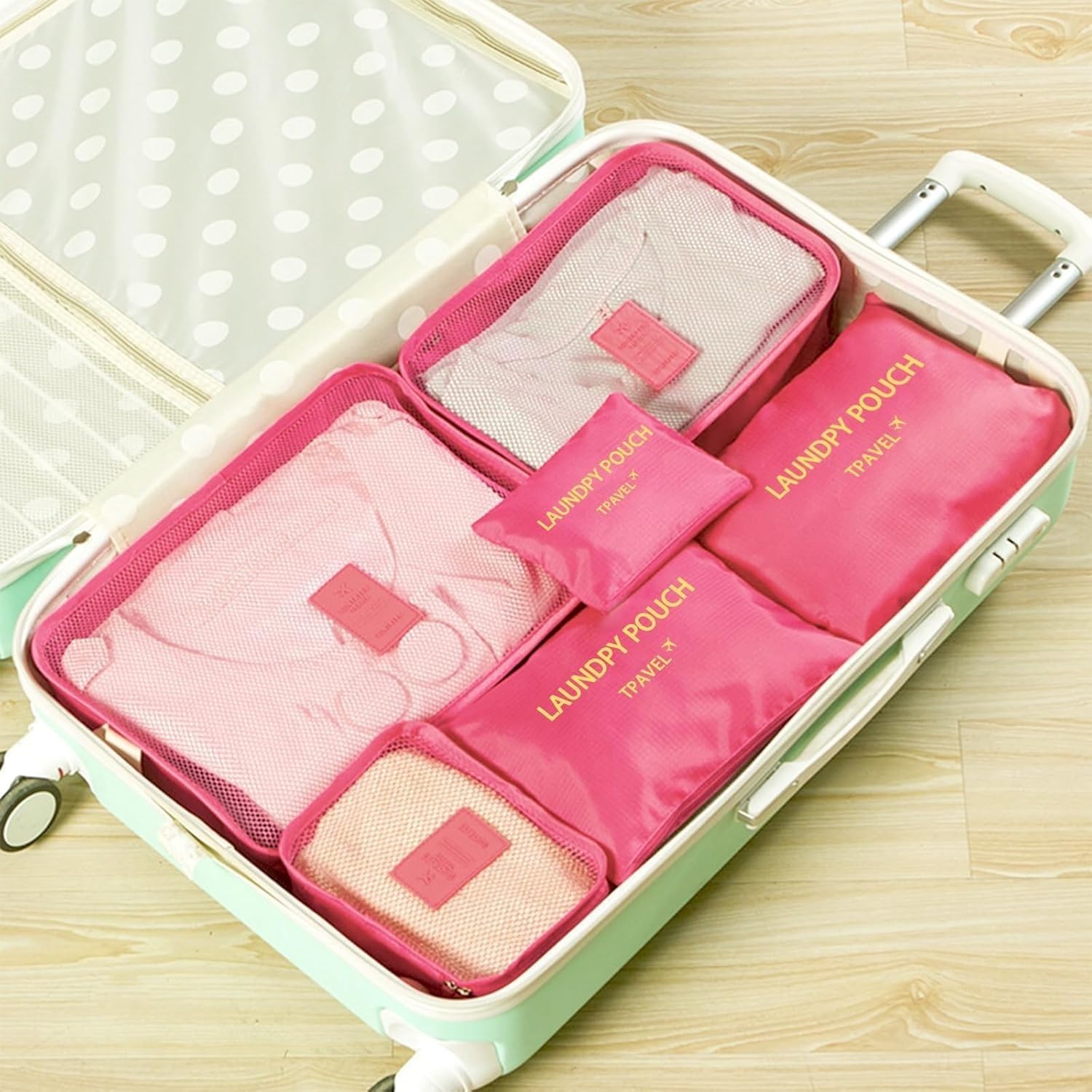 Packing Cubes 6 Set Luggage Packing Organizers for Travel Accessories Suitcase Organizers Travel Essentials（Red）