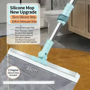 Home Extendable Silicone Magic Broom, Multi-Functional Dry Wet Use Scraper, Ergonomic Handle, Quick Drain Dust-Free Cleaning Tool