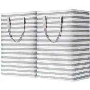 Deal - Large Laundry Basket 2-Pack Waterproof Freestanding Collapsible Clothes Basket with Easy Carry Handles in Laundry Room Bathroom Bedroom Dorm Grey 75L