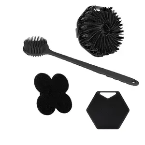 Silicone Bath Brush Personal Set, Includes Silicone Shower Brush, Exfoliating Shower Scrubber, Long Handle Shower Brush, Body Scrub Brush, Body Scrubber, Face Cleaning Brush, Exfoliating Bath Tool